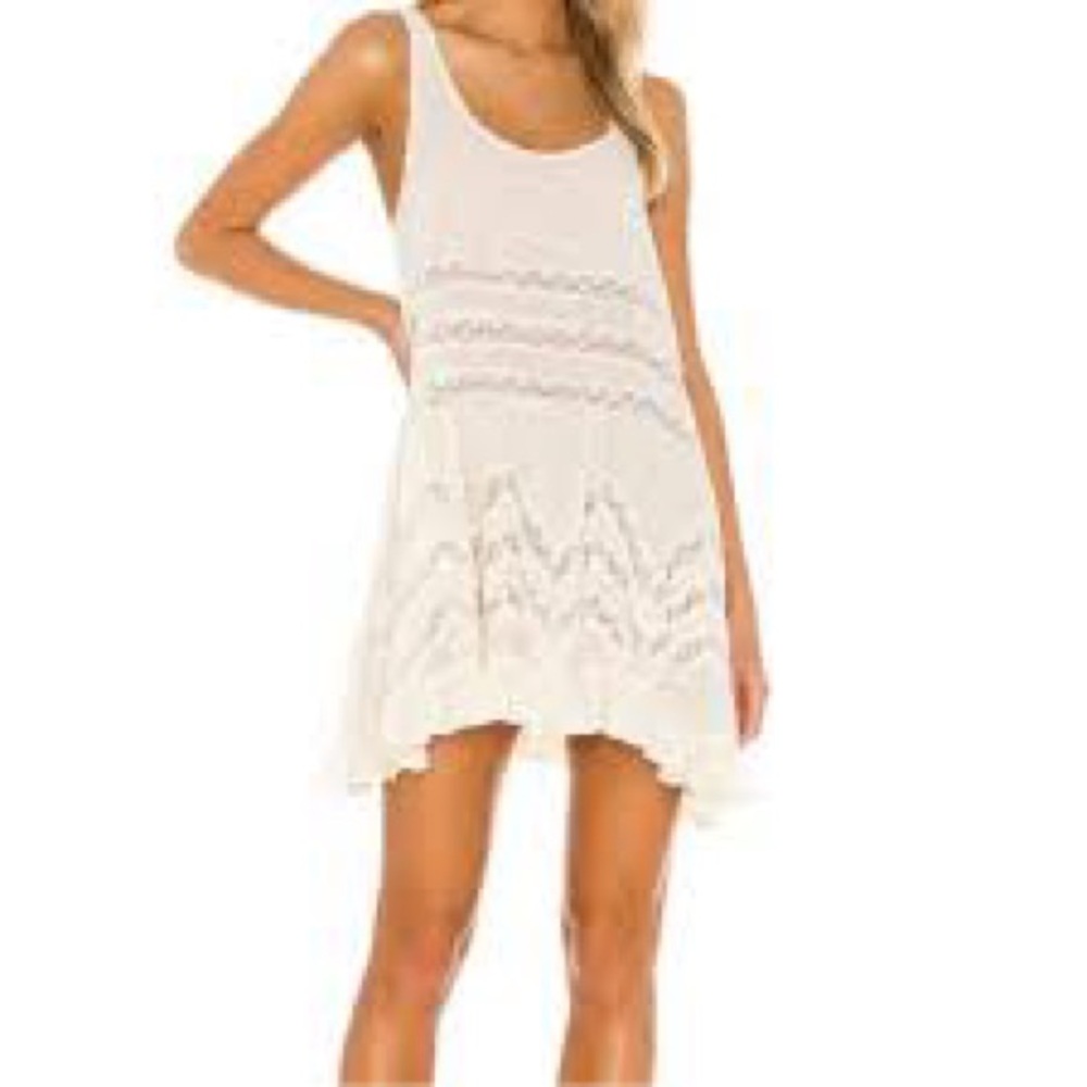 Free People Voile and Lace Trapeze Slip Tunic Romantic Cream Dress Size large
